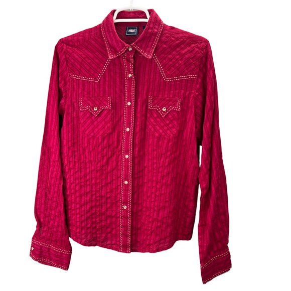 Cruel Girl Tops - Cruel Girl Western Rodeo Shirt L Women Pearl Snap Red Embroidered Long Sleeve